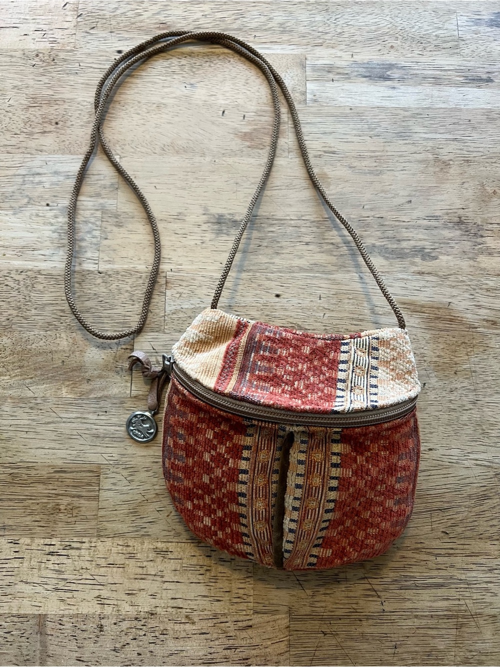 Boho ERDA Woven Tapestry Crossbody Bag in Rust Red